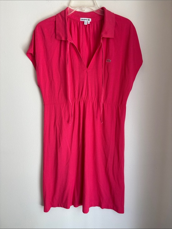 Lacoste Dresses & Skirts - Lacoste Hot Pink Polo Shirt Dress with Drawstring Neck alligator logo Women’s XL